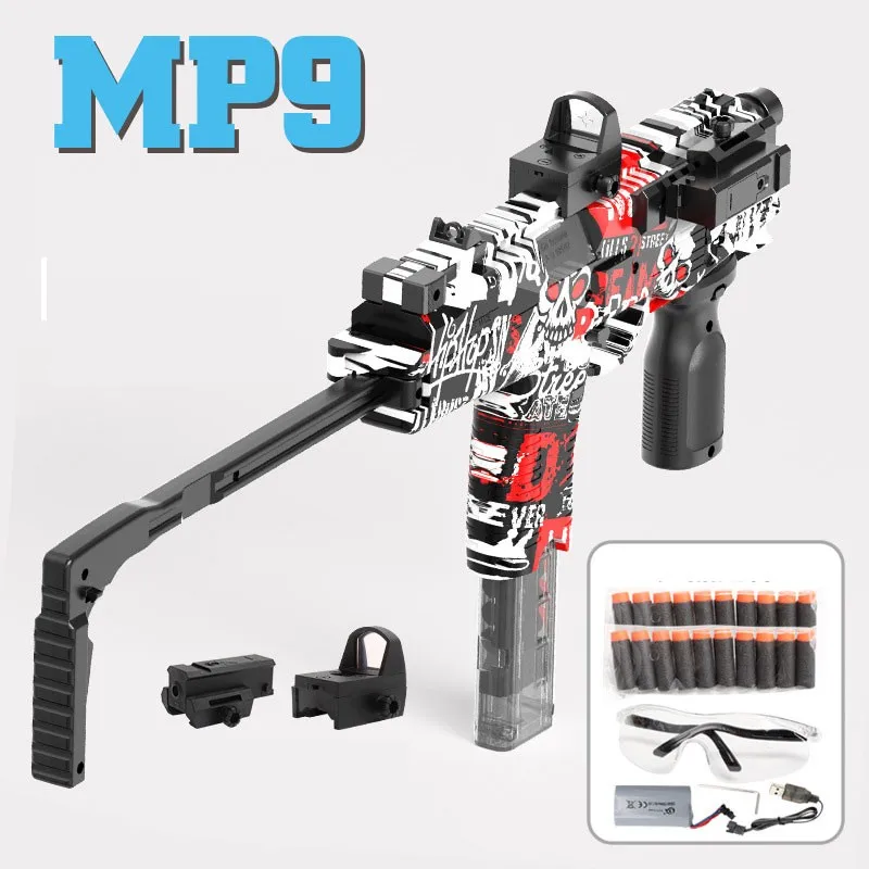 

MP9 игрушечный пистолет, Электрический пенопластовый рандомный пистолет, мягкая пулевая пулемет, оружие, автоматическая пусковая установка для стрельбы для взрослых и мальчиков на открытом воздухе