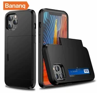 bananq slide card slot phone case for iphone 11 12 13 14 pro max mini x xr 6s 6 7 8 plus se shockproof card bag cover
