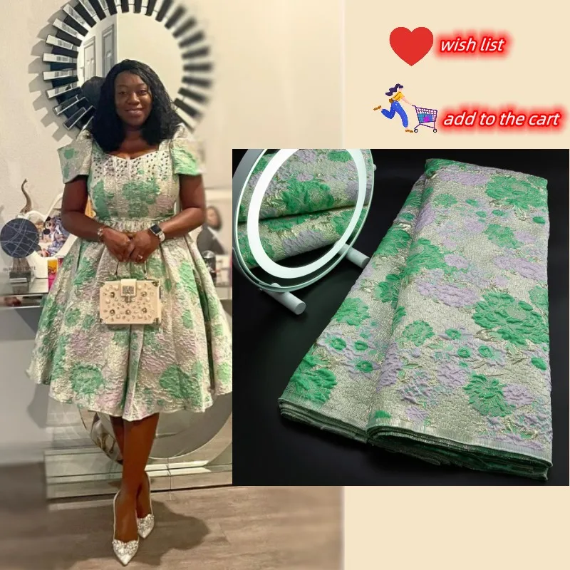 

African Organza Brocade Lace Fabric 2023 High Quality 5 Yards Nigerian Jacquard Lace French Gliding Dress For Women Party A3317