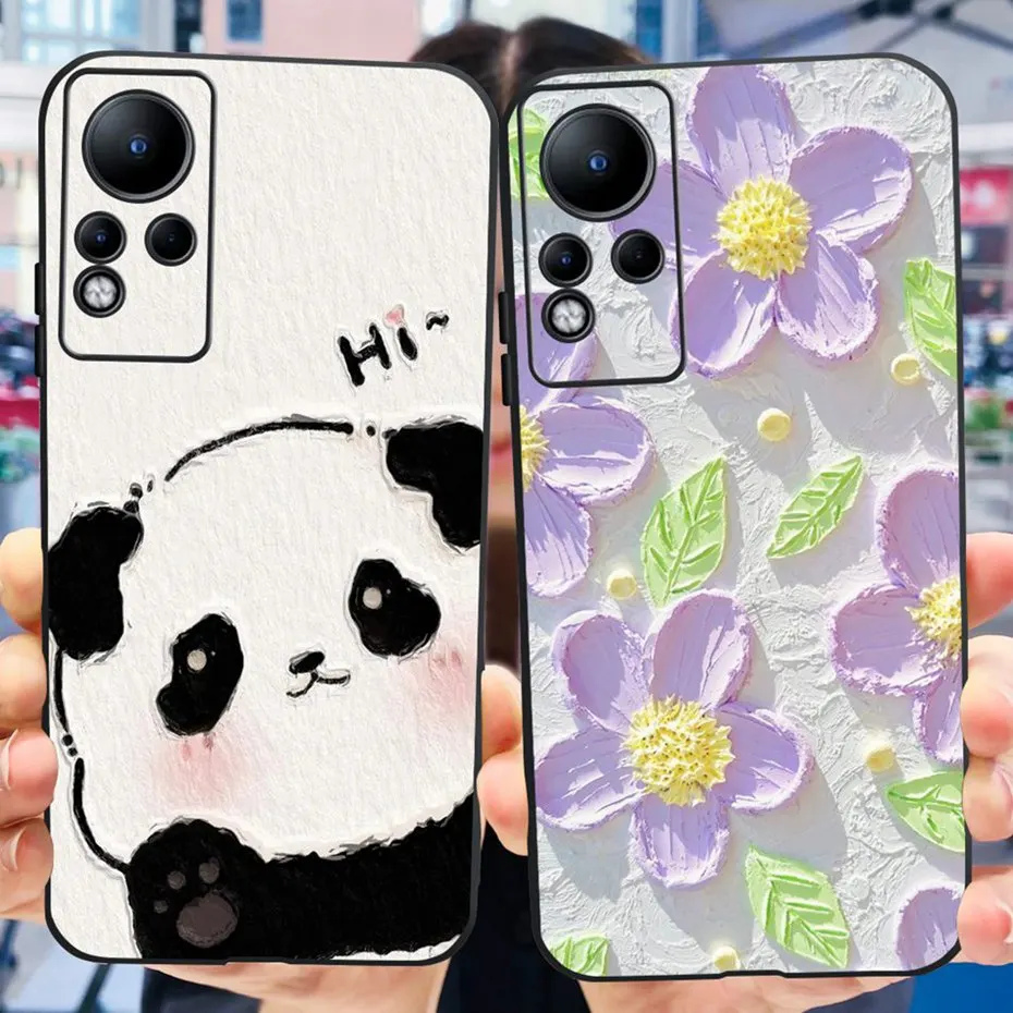 Lovely Printing Case For Infinix Note 11 Black Silicone Soft Back Cover Note11 X663 X663B Phone Cases