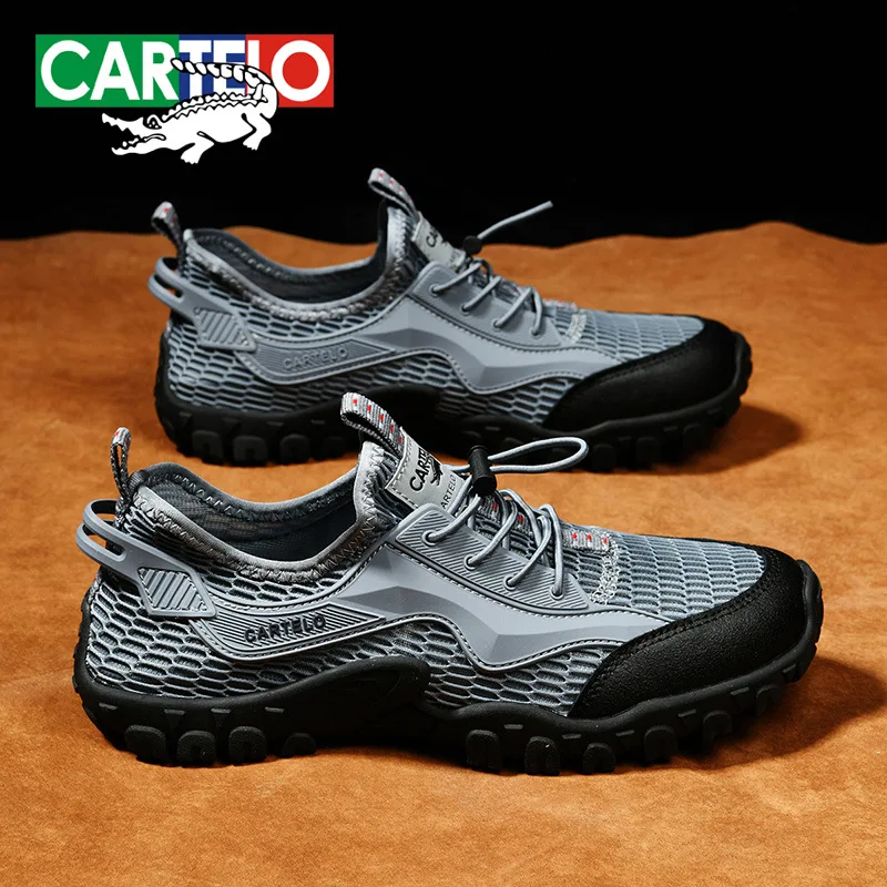 

CARTELO Summer Mesh Shoes Men Outdoor Casual River Tracing Hiking Camping Mens Shoes Patchwork Slip On Soft Shoes For Men 39-44