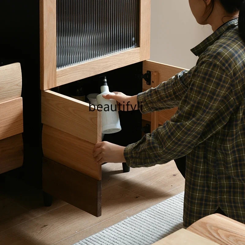 Современный простой цветной стеклянный шкаф-витрина ваби-песочный ветер боковой