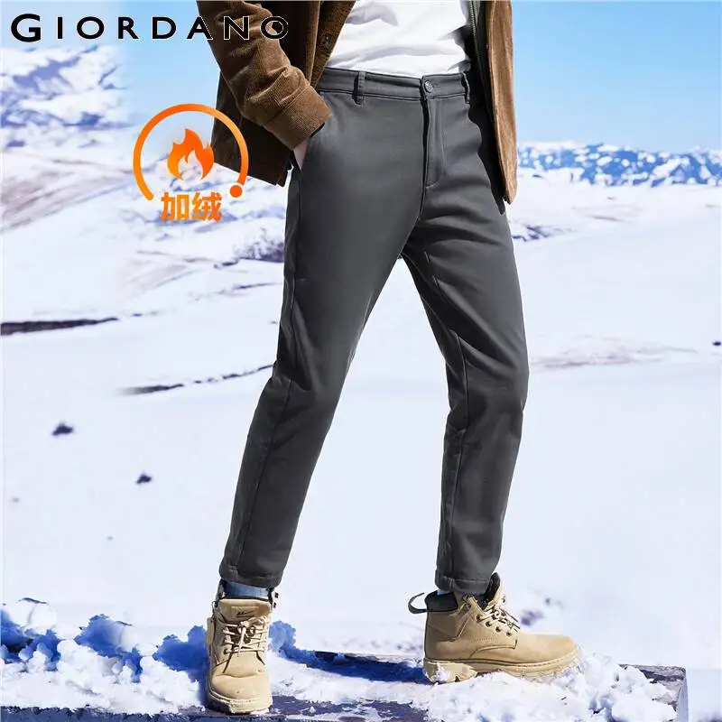 

GIORDANO Men Pants Chunky Fleece-Lined Stretchy Mid Rise Casual Pants Solid Color Multi-Pocket Comfy Warm Fashion Pants 01112748