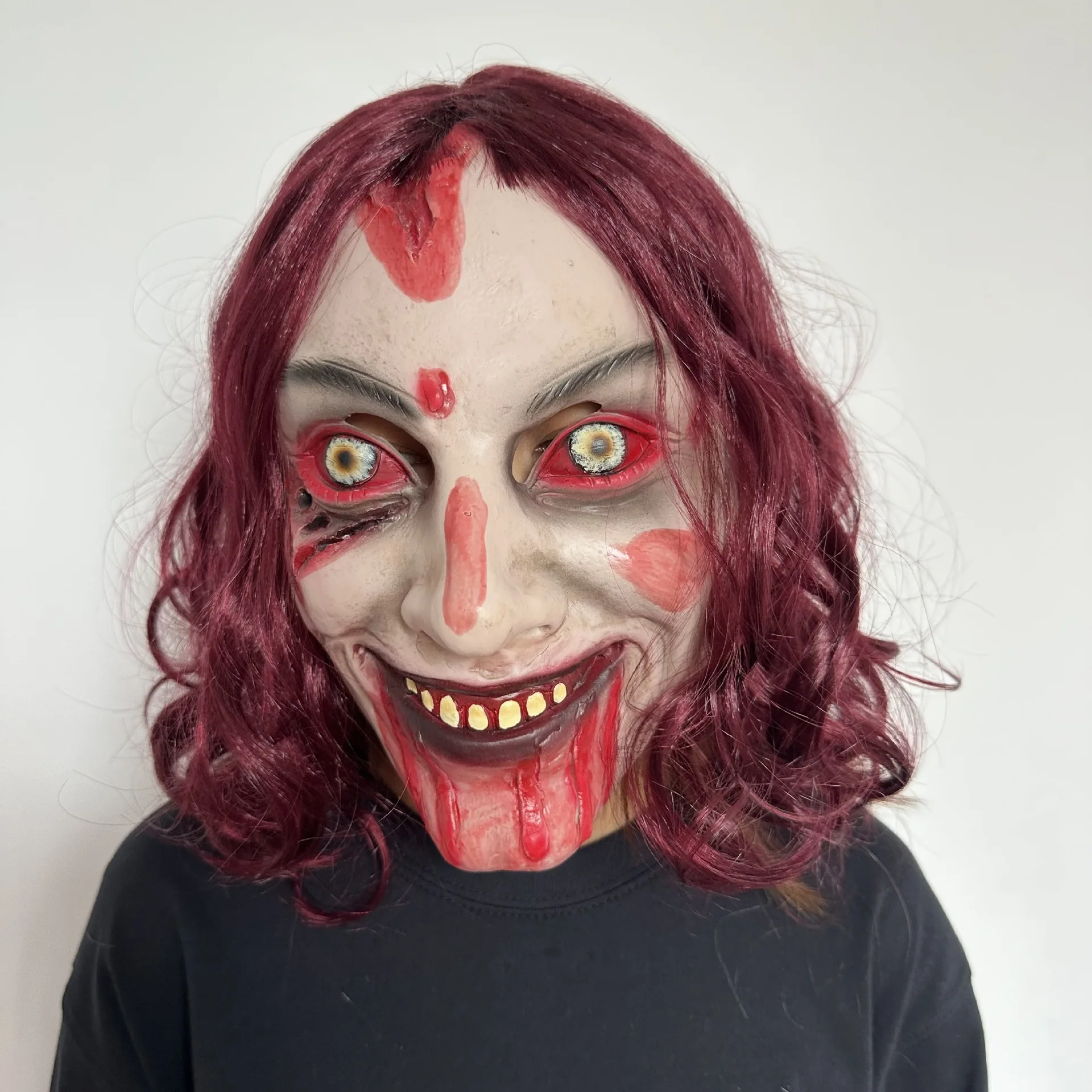 

Halloween Horror Female Latex Red-eye Headgear Haunted House Prank Party Bloody Head Props Tricky Frighten Scary Ghost Mask