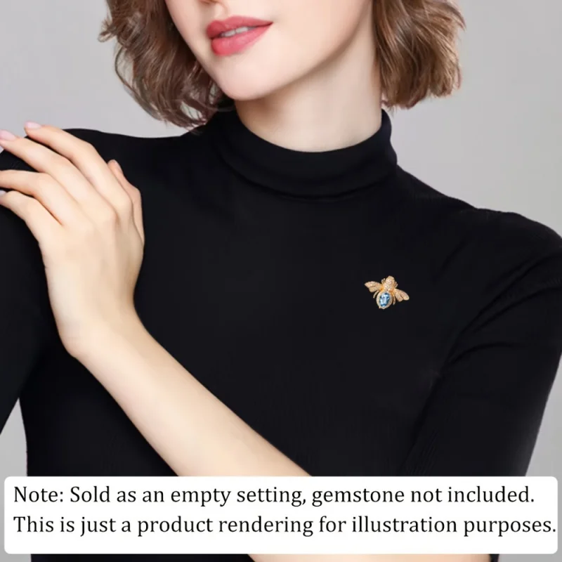 Подвеска-брошь в форме пчелы 6*8 мм из стерлингового серебра S925 с четырьмя зубцами