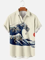 2022 summer new ukiyo e t shirts mens womens 3d printed short sleeves trendy casual beach surf shirts large size