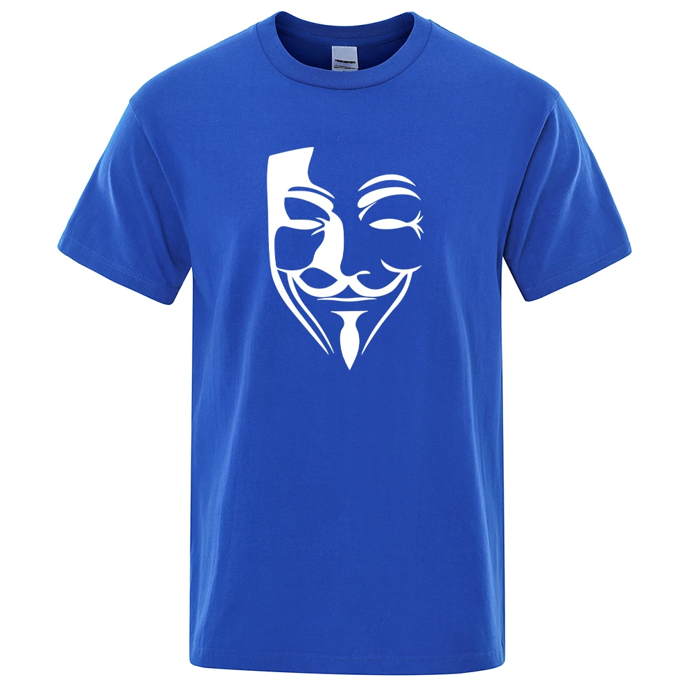 

Vendetta Mask Silhouette T-Shirt Male Cotton Crewneck Tshirts Casual Sweat T-Shirts Pattern Fashion Loose Mens Half Sleeve Tops