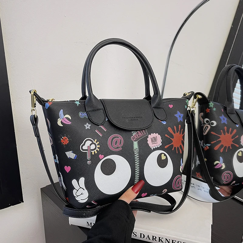 

Классическая женская сумка, брендовая дизайнерская Наплечная Сумочка с принтом граффити из искусственной кожи, модный мессенджер