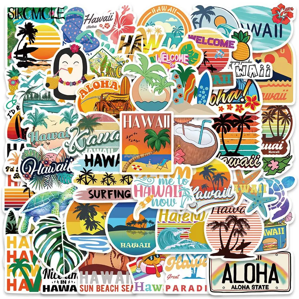 10/30/50 шт. Мультяшные Гавайские пляжные и морские наклейки для отпуска ребенка