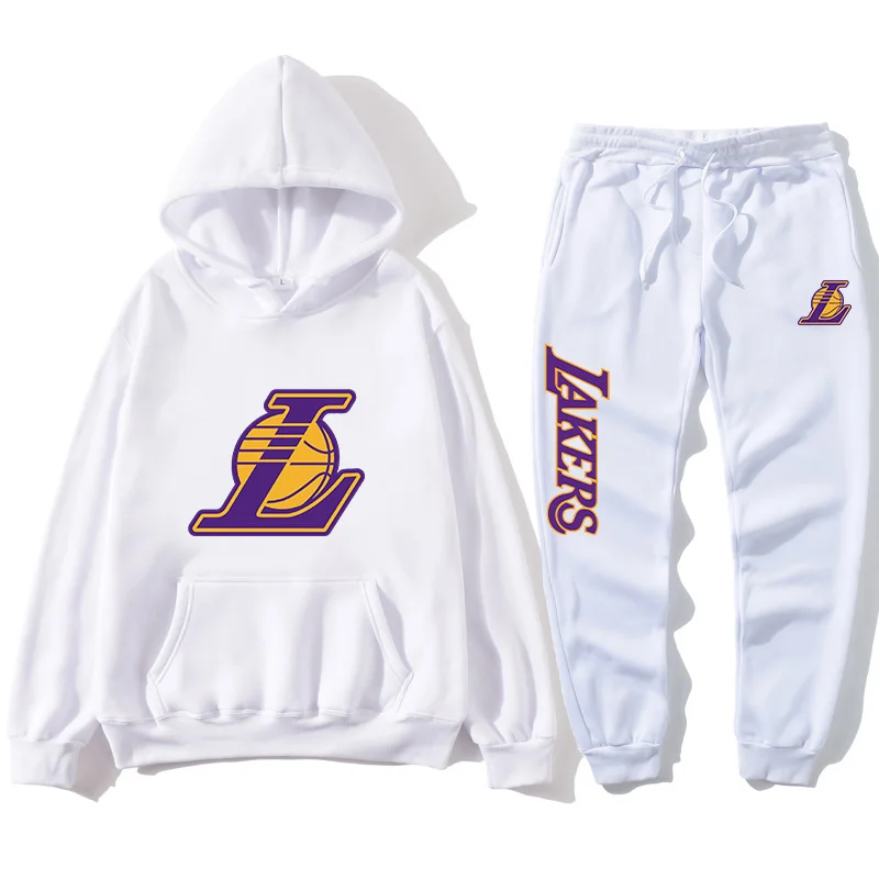 Autumn Winter Fashion Men'S  Women'S Sports Suits Team Printing Hoodie Set Couples Tracksuit Hooded Basketball Sweatpants Suit