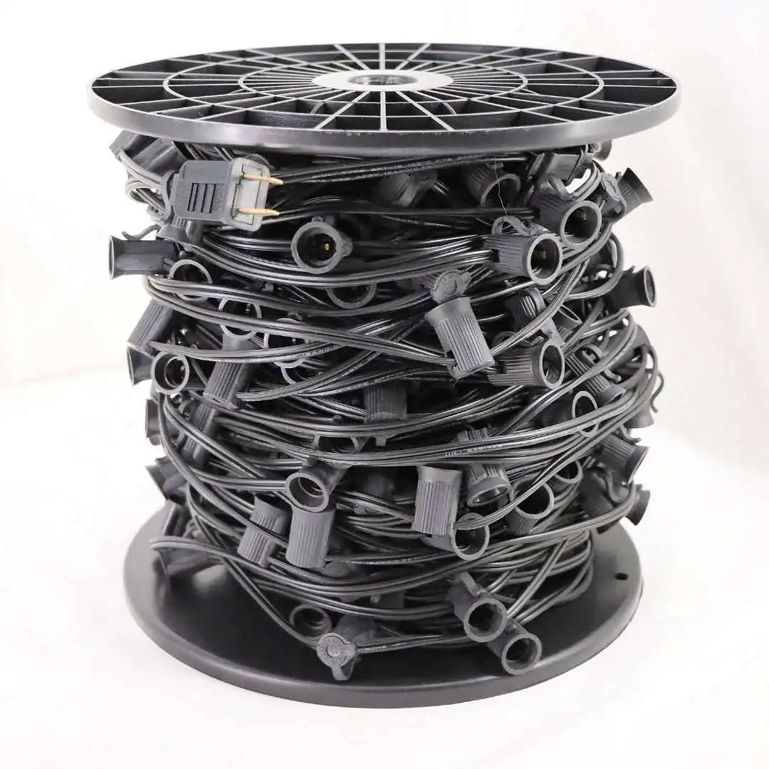 

Black 1000FT 15 Inch Spacing SPT-1 18AWG Electrical Wire C9 Christmas Light Spool