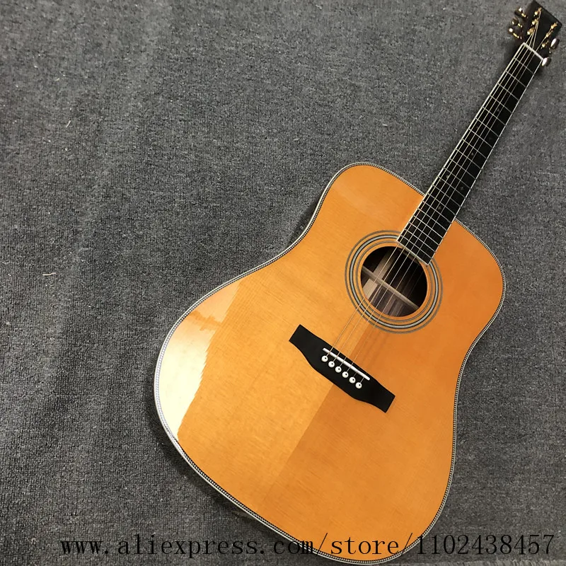 

Пользовательская гитара, твердая ель Топ, бока и задняя часть из розового дерева, черная гриф, 41-дюймовая высококачественная акустическая гитара серии d28
