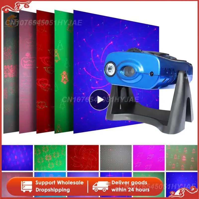 

New LED Card 15 Pattern Projection Laser Light Pattern Laser Star Water Pattern Flame Sound Control Star Light