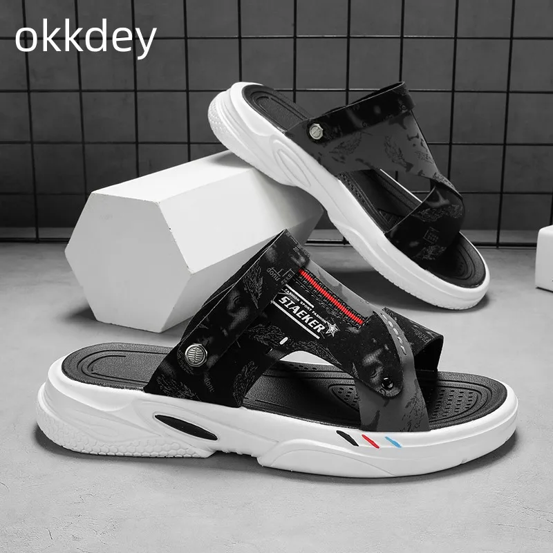 

2023 New In Spring Summer Slippers Men's Home Men Jelly Slippers Platform Outdoor Breathable Beach Flats Anti-slip Slippers