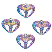 15pcslot rainbow color love heart medical who needle wings charms pendant for handmade diy jewelry making craft accessories