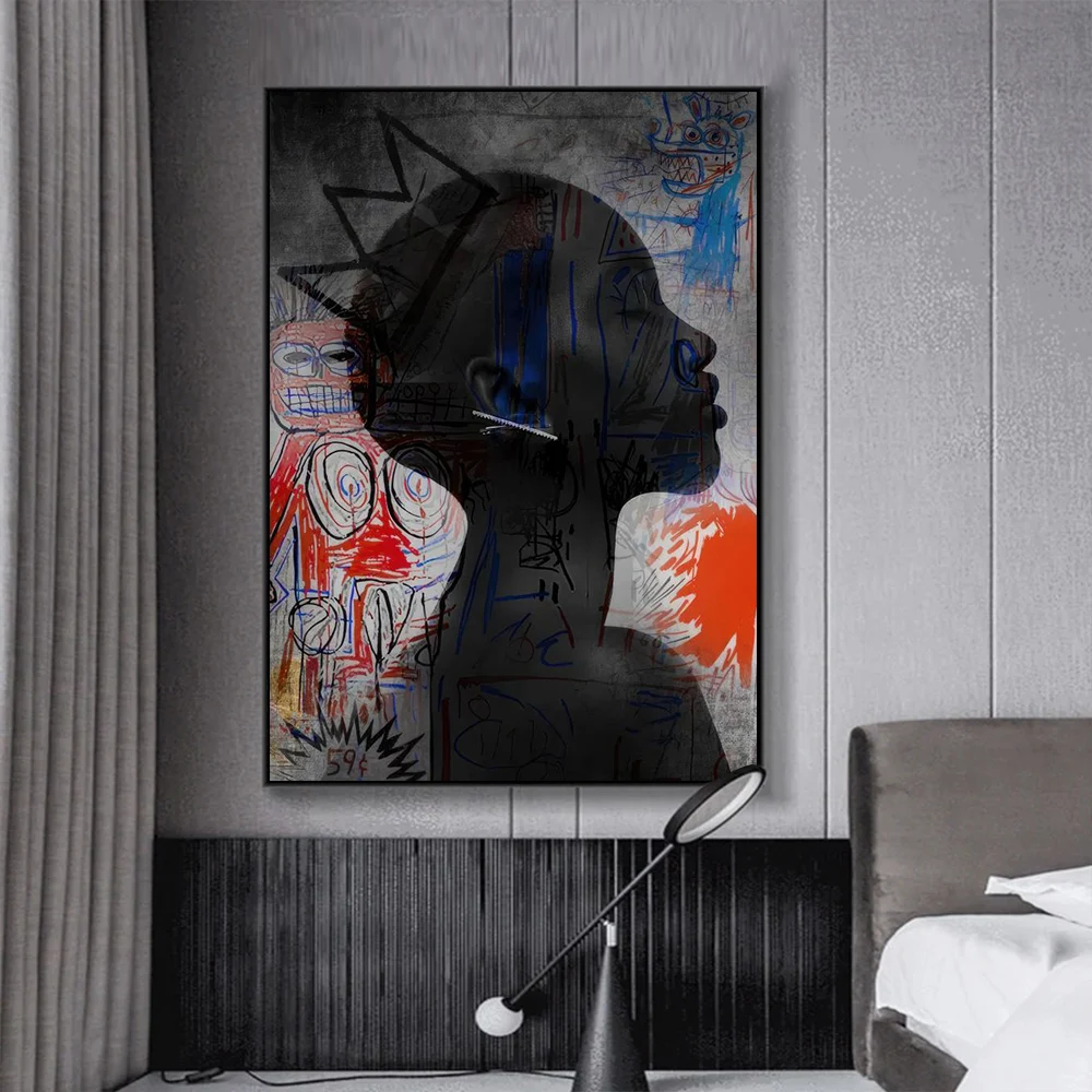 

Граффити Корона черная женщина настенный плакат Роскошная роспись Современный домашний декор холст живопись картины декор для гостиной