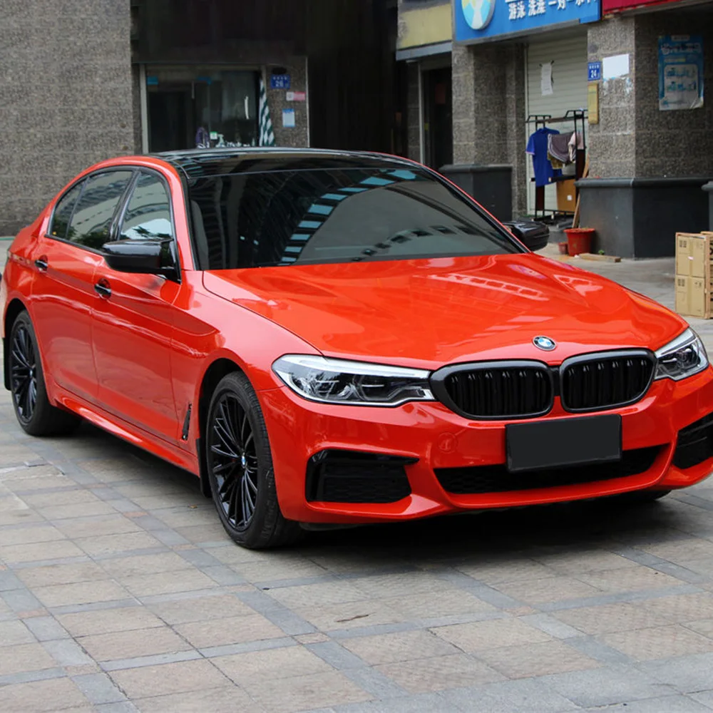 Фото CRYSTAL GLOSS LAVA ORANGE Высококачественная виниловая фольга для обертывания всего автомобиля Кристалл Высокоэластичный автомобильный чехол Защитная пленка №1