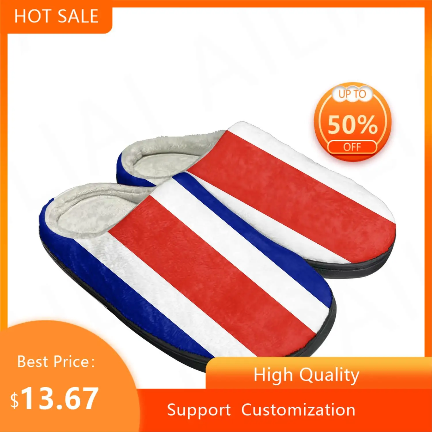 

Costa Rican Flag Home Cotton Custom Slippers Mens Womens Sandals Costa Rica Plush Bedroom Casual Keep Warm Shoes Thermal Slipper