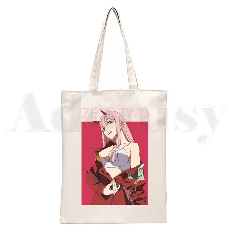 Zero TWO Darling In The Franxx Anime 02 Harajuku Handbags Shoulder Bags Casual Shopping Girls Handbag Women Elegant Canvas Bag