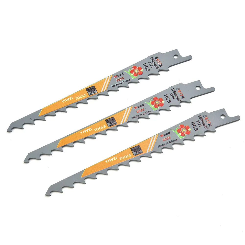 

3Pcs S617k Saw Blade Curved Cut Plunge Cut T-Shank Blade Cutter Wood Cutting Woodworking Electric Power Tool Part