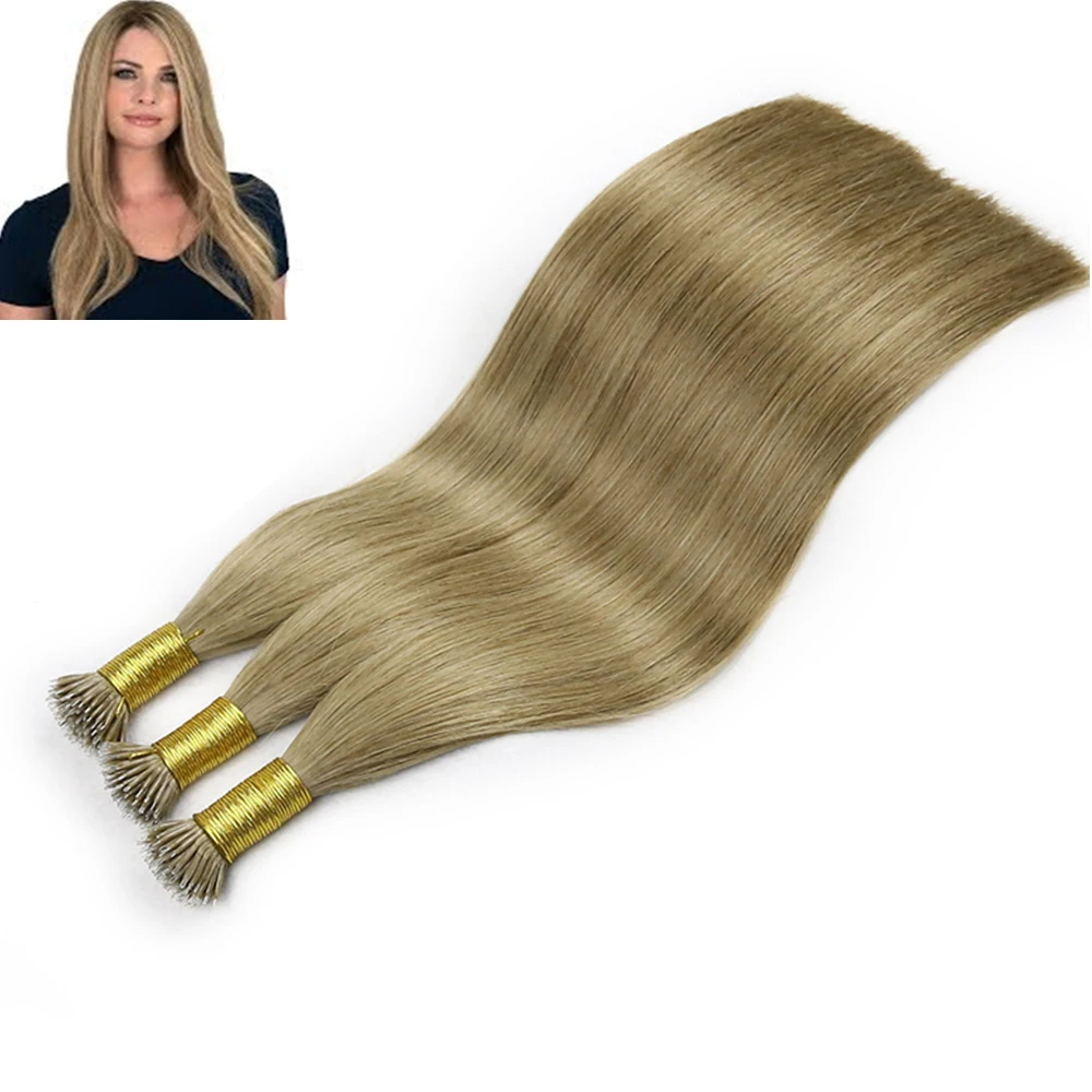 Slavic Hair Supplier Double Drawn Virgin Cuticle Intact Nano Hair Extensions Human Hair 1g per Strand Color #8