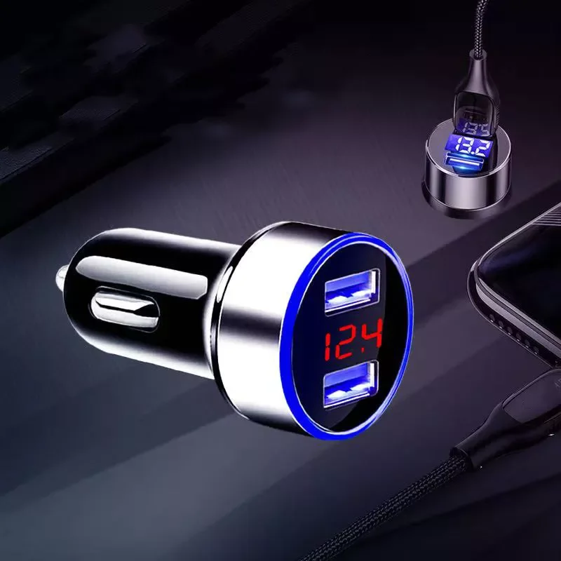 

2023New Charger Dual USB QC 3.0 Adapter Cigarette Lighter LED Voltmeter For All Types Mobile Phone Charger Smart Dual USB Chargi