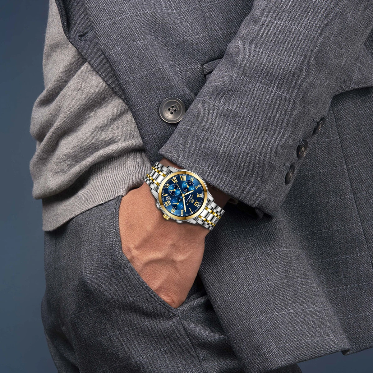 Новинка 2024 мужские многофункциональные часы из нержавеющей стали 40 мм Роскошные