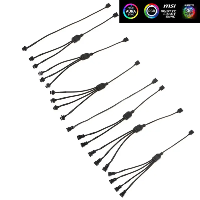 Разветвитель материнской платы с RGB-синхронизацией 12 В 4 контакта RGB / 5 кабель 3
