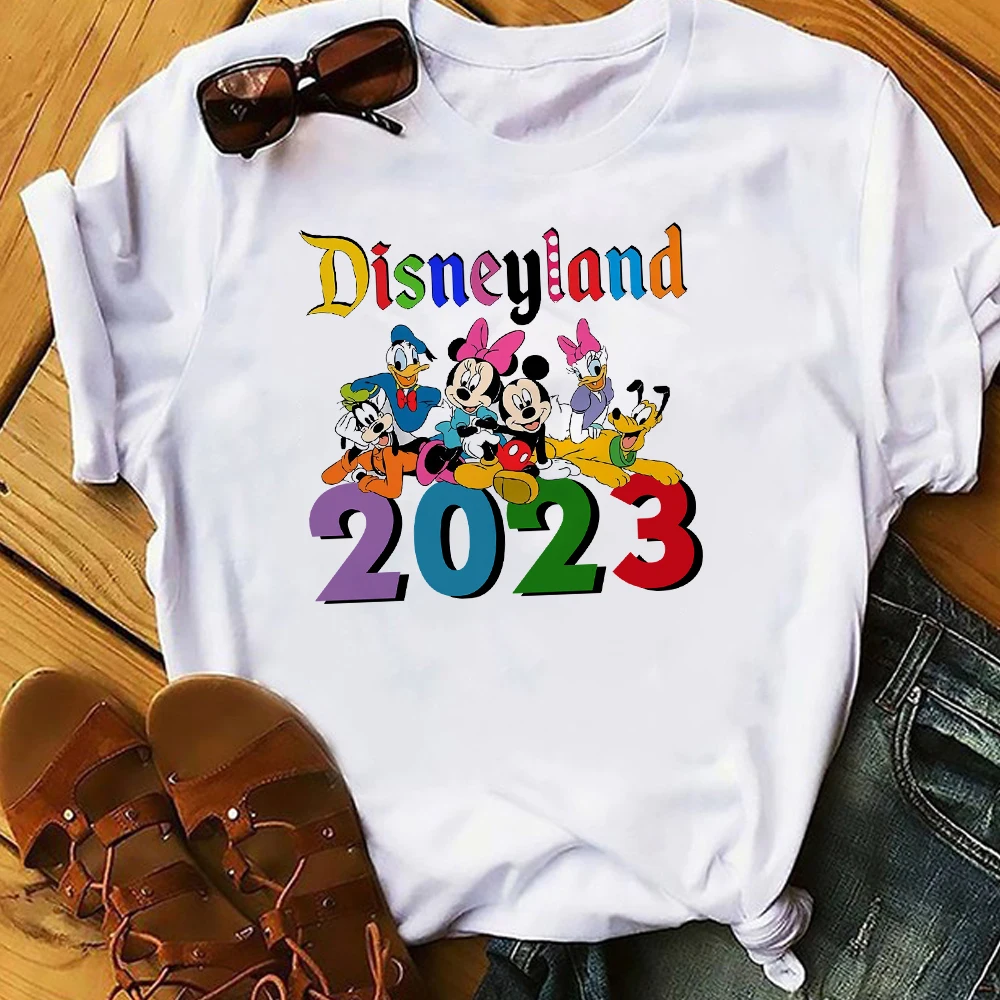 

Disney White 2023 Hot Selling Men T-Shirt Mickey Minnie Outdoor Style Disneyland High Quality Trendy Dropship Male Tee Shirt