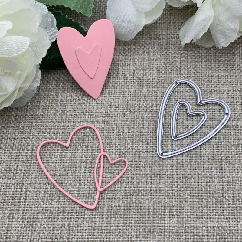 

Два сердца металлические штампы трафареты для «сделай сам» Скрапбукинг декоративное тиснение ручная работа штамповочный шаблон форма