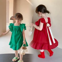 childrens sweet princess dress summer girl bow dress childrens dress 3 8 years old childrens clothing
