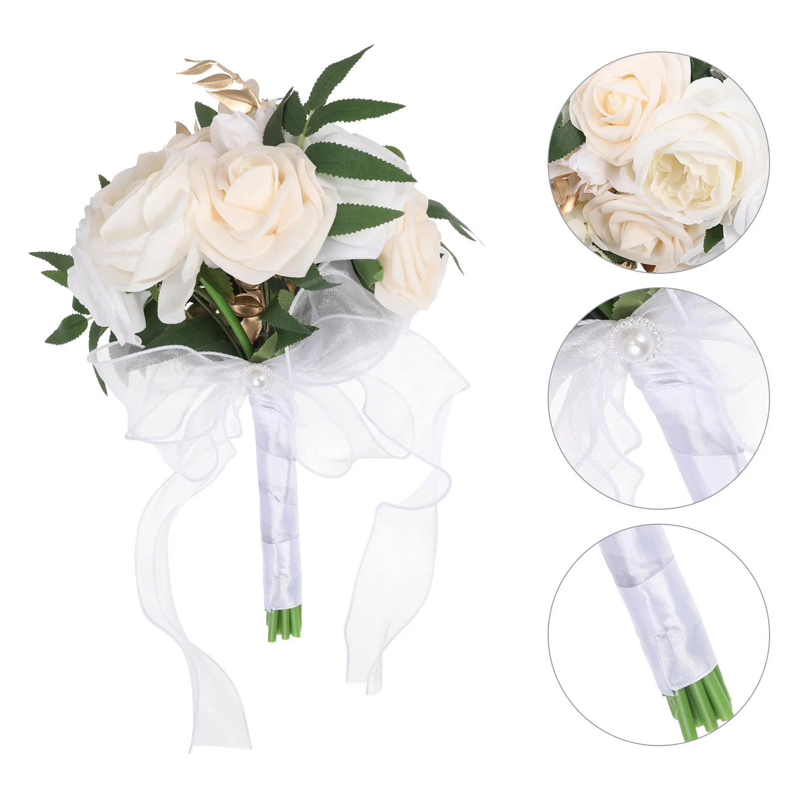 

Simulation Eucalyptus Leaf Rose Bouquet Bride Wedding Bouquets Bridesmaids Outdoor