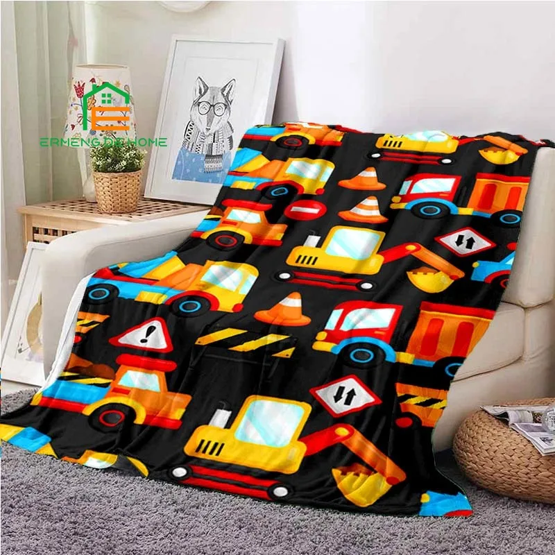 

Cartoon Engineering Vehicle Throw Blanket High Quality Flannel Warm Blanket Suitable for Air Conditioning Blanket Nap Blanket