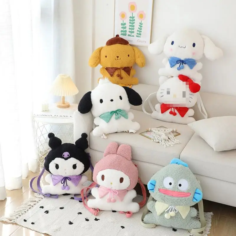 

Kawaii Sanrio, Hello Kitty Kuromi Mymelody Cinnamoroll почтовый рюкзак с помпоном пуриновый рюкзак сумка для куклы рождественский подарок для девочки