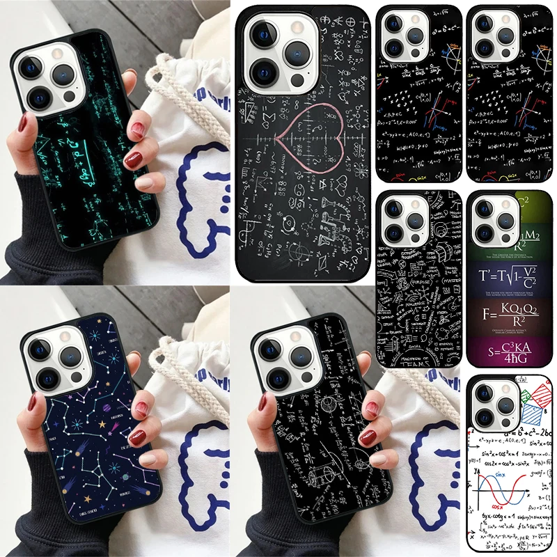 Чехол для телефона с математическими формулами iPhone 16 13 14 15 Pro Max 12 Mini 11 6 7 8 Plus SE 2020