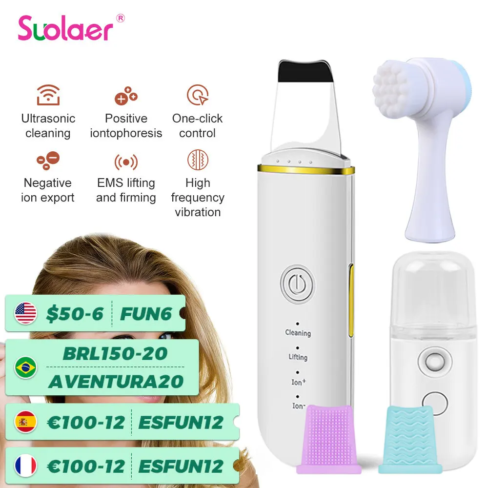 

Шпатель для лица, ультразвуковой очиститель кожи, удаление черных точек, глубокое очищение лица, машина для лифтинга, пилинг, лопата, очиститель пор, уход за кожей