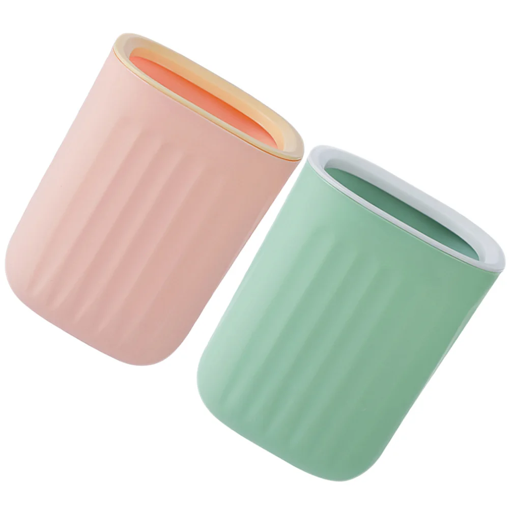 

2 Pcs Small Trash Can Tiny Nightstand Container Storage Bucket Desk Pp Bin Bedside Rubbish Waste Girl Garbage Mini