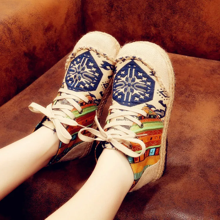41 42 43 Plus Big Over Large Size Old Beijing Embroidered Shoes National Wind Boots Women Cotton Hemp Womens Shoes