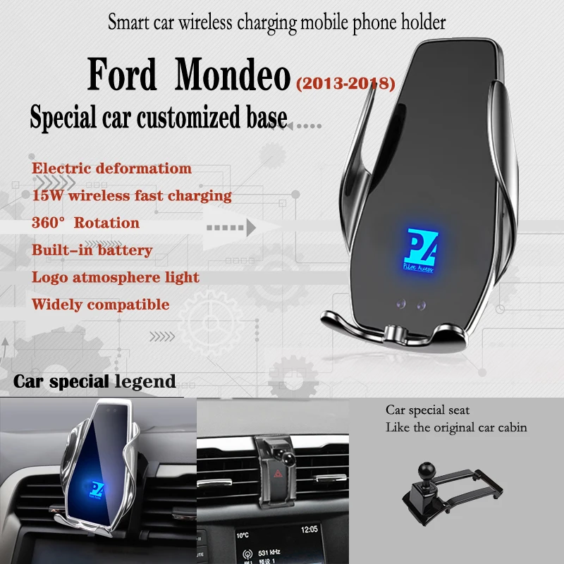 

Автомобильный держатель для телефона Ford Mondeo 2013-2018 с беспроводной зарядкой 15 Вт, крепление для мобильных телефонов, навигационный кронштейн, поддержка GPS 360