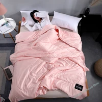 luxury emulation silk quilted quilt satin pink adults child spring summer quilts high quality soft smooth cool blanket comforter