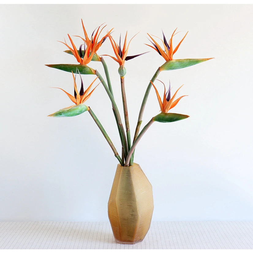 Artificial Tropical Flowers 43''/32'' Faux Bird of Paradise Plant Palm Leaves for Floral Arrangement for Home Party Office Decor