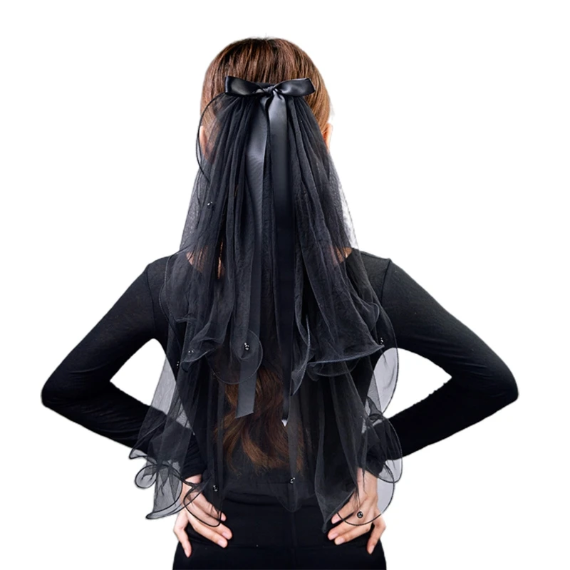 

Black Lace Bridal Veils Vintage Wedding Veils for Bride Halloween Party Headwear Fairy Style Photography Veil