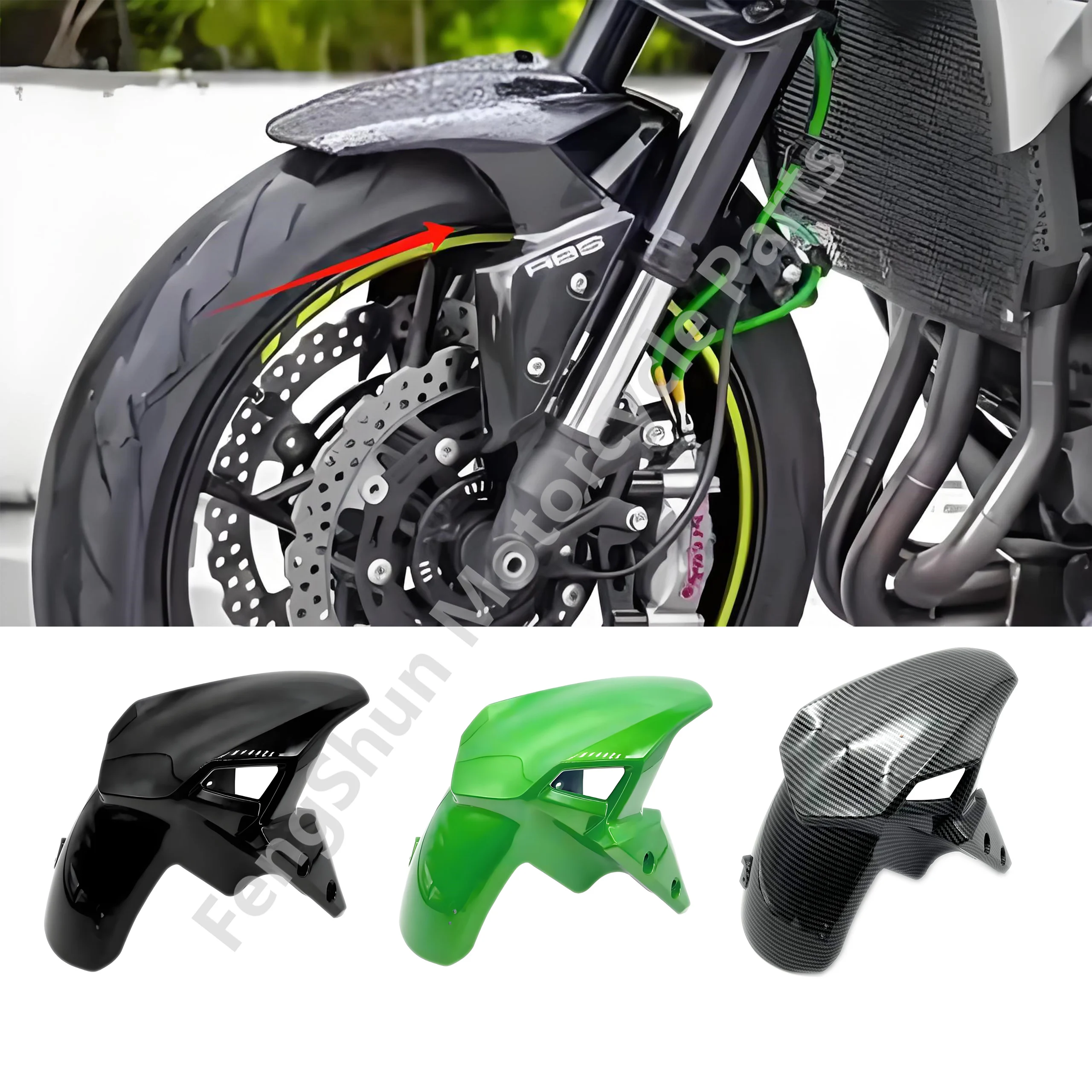 Фото Подходит для KAWASAKI Z900 ZR900 Z900 2017-2024, аксессуары для мотоциклов, обтекатель переднего колеса, крыло, брызговик, обтекатель №2