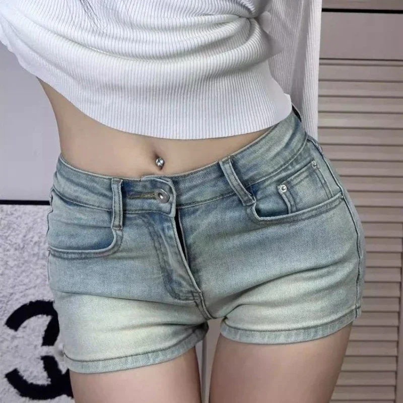 Шорты женские джинсовые с карманами на талии уличные Короткие штаны из денима