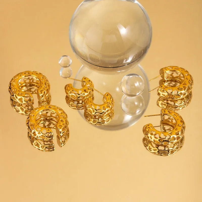 Современные украшения винтажные темпераментные золотистые металлические полые