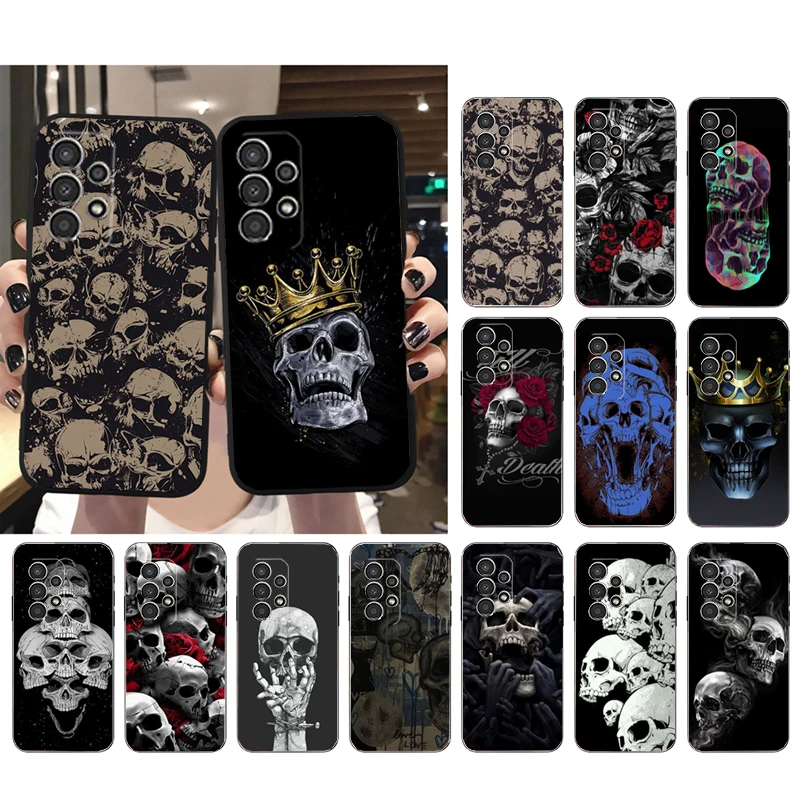 

Phone Case for Samsung Galaxy A73 A53 A13 A22 A12 A32 A71 A21S A33 A52 A72 A23 A51 A31 M31 Skull Case Funda