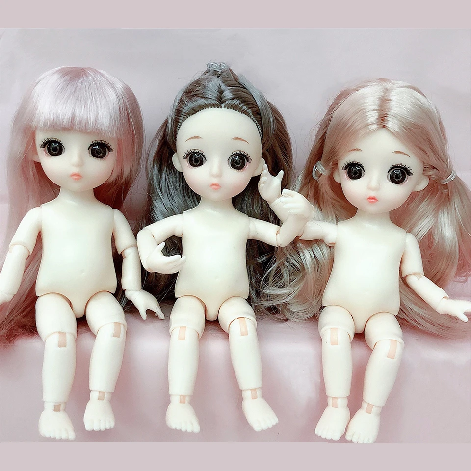 

17cm BJD Doll Nude Body Ball Jointed Swivel Doll 3D Eyes 13 Moveable Joints Body Make-up Princess DIY Toy for Cute Girls