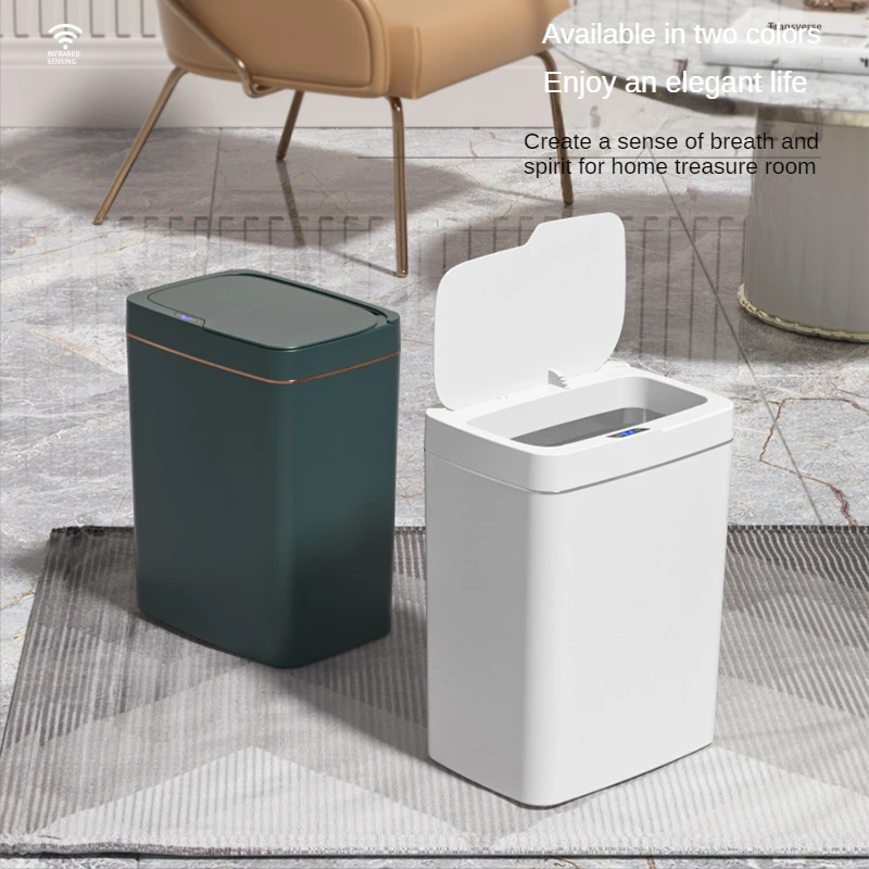 

Smart Trash Can Kitchen Bathroom Large Capacity for Garbage Bin Automatic Induction Waterproof Bin with Lid Smart Home Trash Can