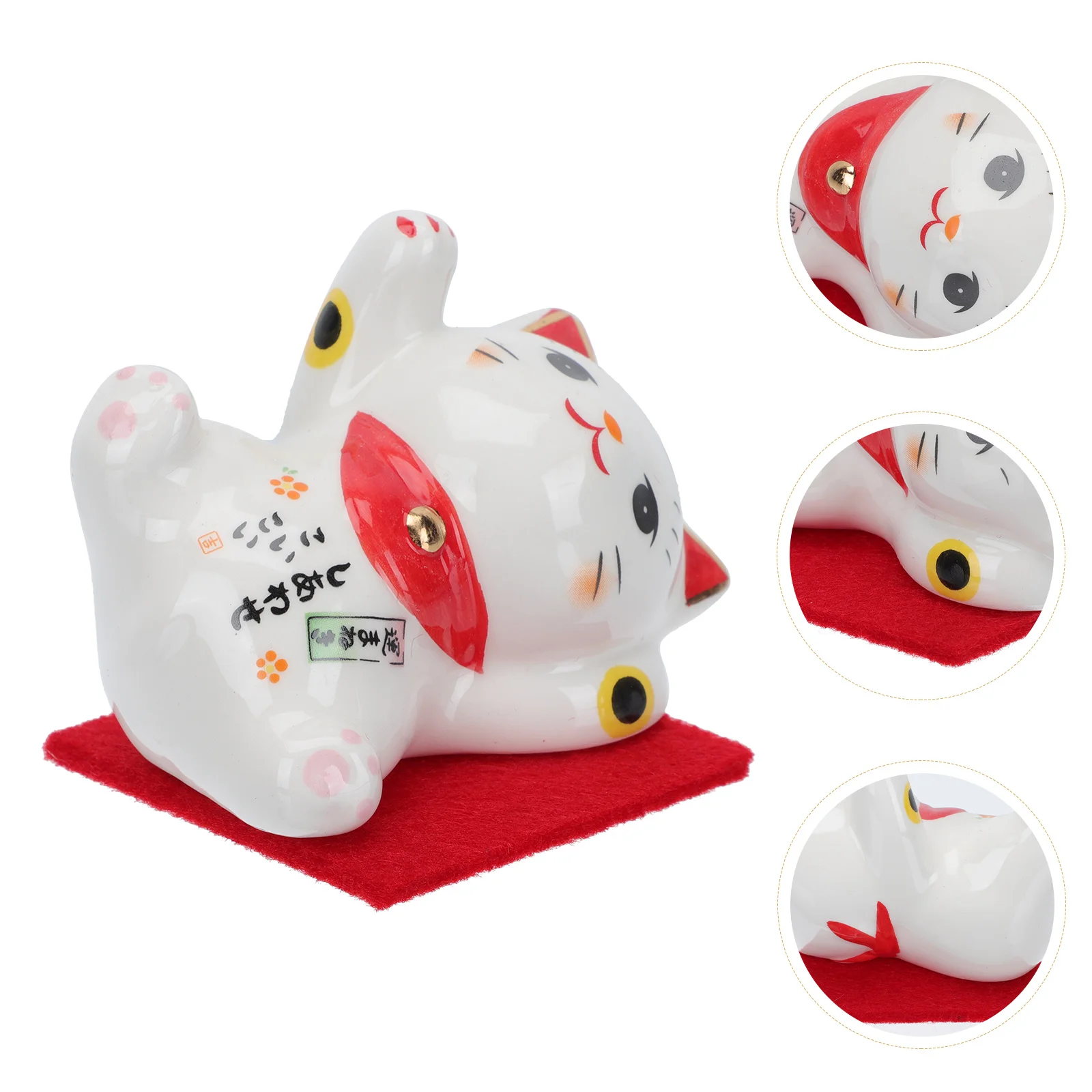 

Cat Lucky Statue Fortune Maneki Neko Figurine Decor Ornament Feng Car Shui Decoration Japanese Good Animaldaruma Wavingporcelain