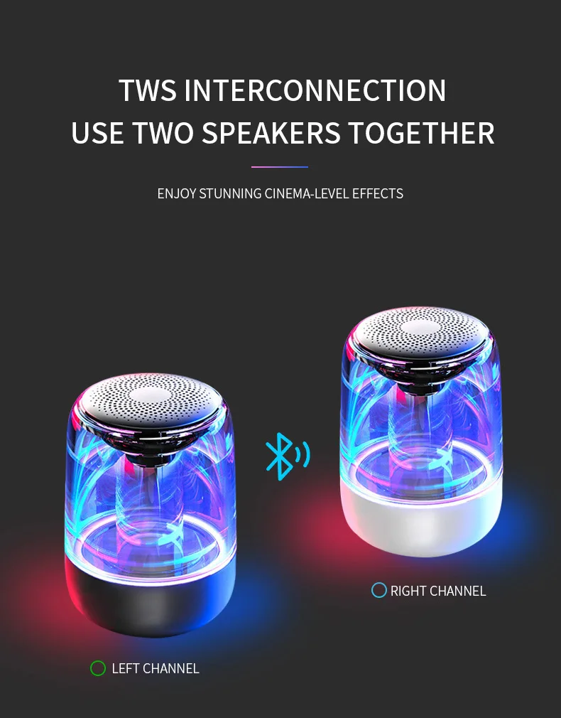 

Мини Bluetooth динамик Хрустальное аудио стекло беспроводной Bluetooth аудио цветной свет крутой сабвуфер